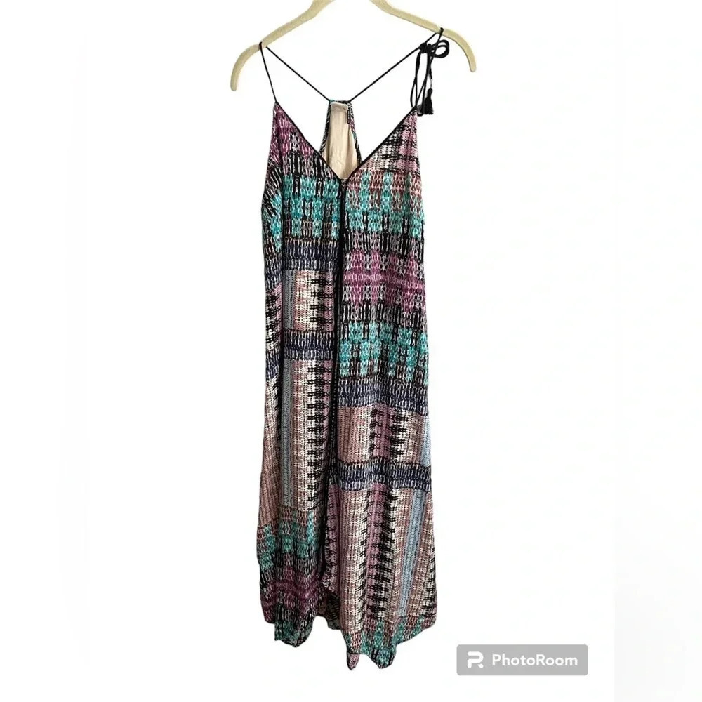 Akemi + Kin Anthropologie Riviera Tasseled Midi Dress Sz S Boho Cotton